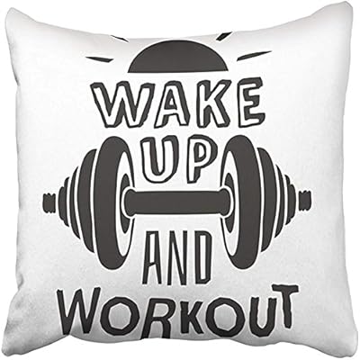 IBLIS MAGAZINE Kimi-Shop Funda de Almohada Poliéster 18X18 Pulgadas Gimnasio Texto Despertar y Entrenar Deporte Positivo Doodle Diversión Decorativo Decorativo Cuadrado Funda de Almohada: Amazon.es: Hogar