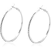 Hoop Earring Sterling Silver 40mm Plated Gold/Silver Trendy Earrings for Women 2024 Lightweight Hypoallergenic Earrings