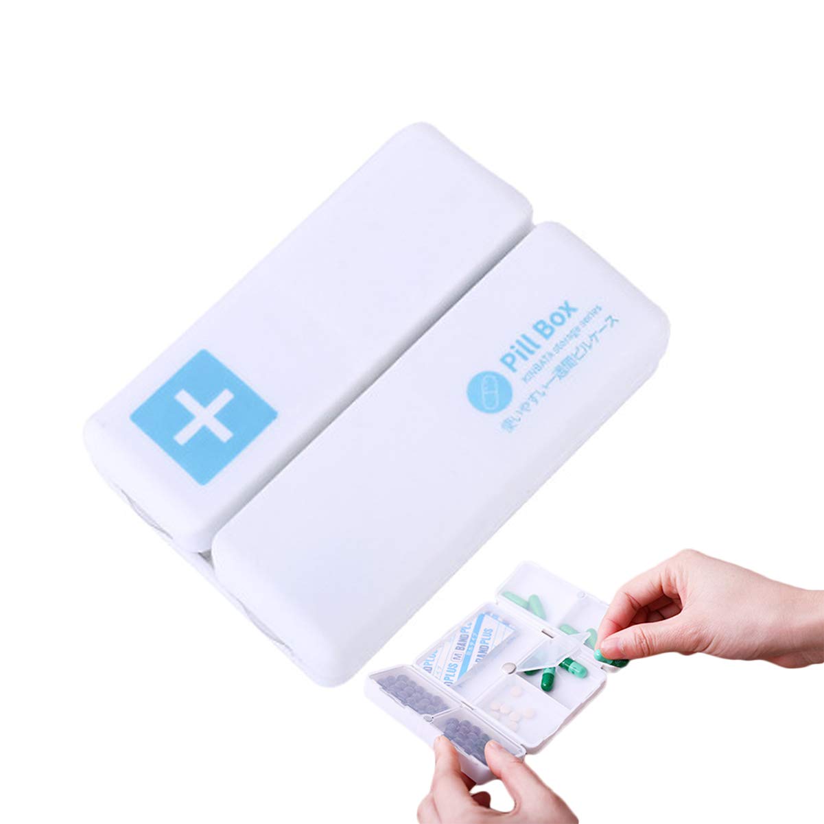 Portable Pill Storage Box,Waterproof and Moisture-Proof Pill Box,with 7 Sealed Storage compartments, Travel Pill Storage Box, Convenient to Carry All Kinds of Pills You Need Every Day