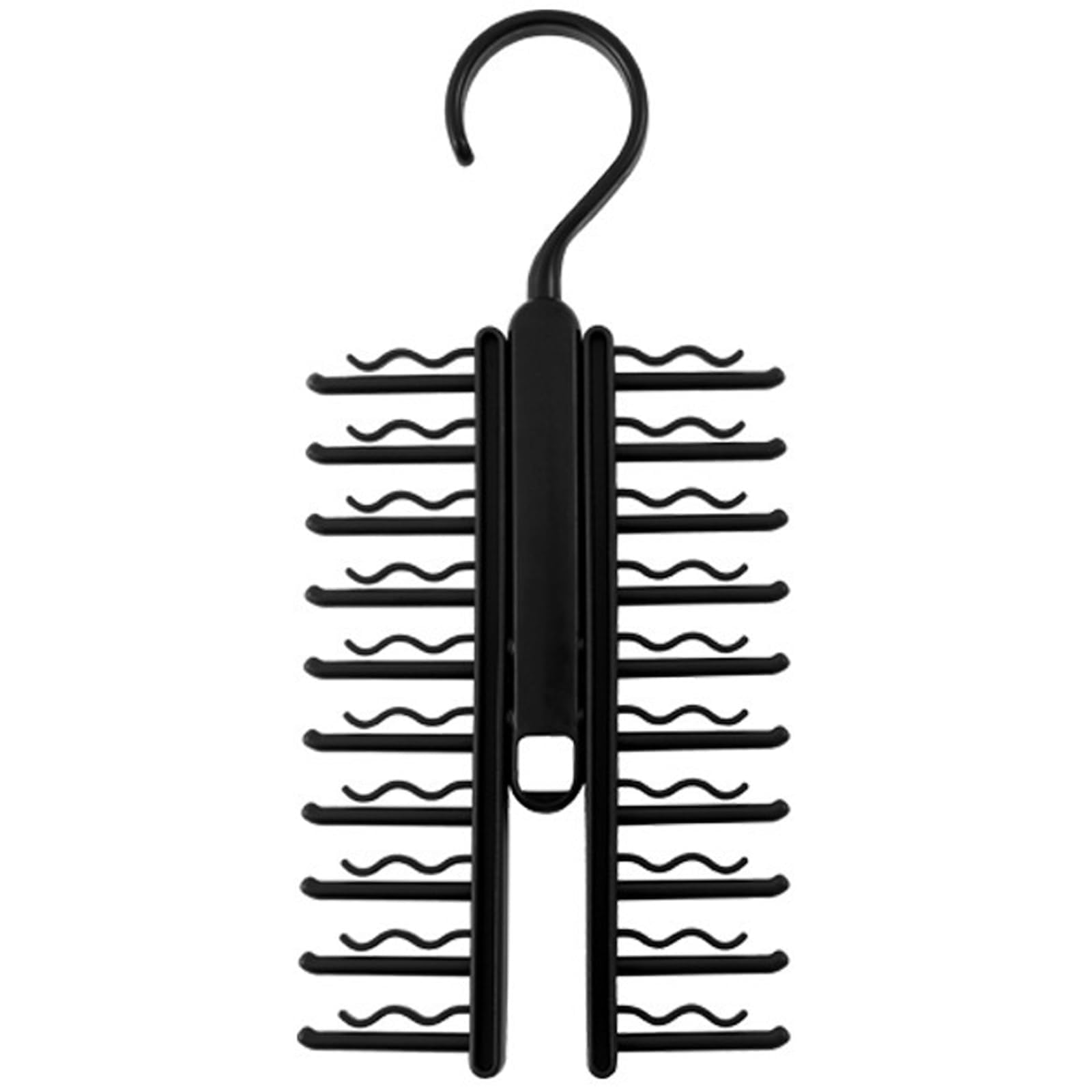 Pack Tie and Belt Hanger Organizer Non-Slip Clips Hold (Black) - Rotating Hanger with Tie and Belt Groove for Wardrobe Closet