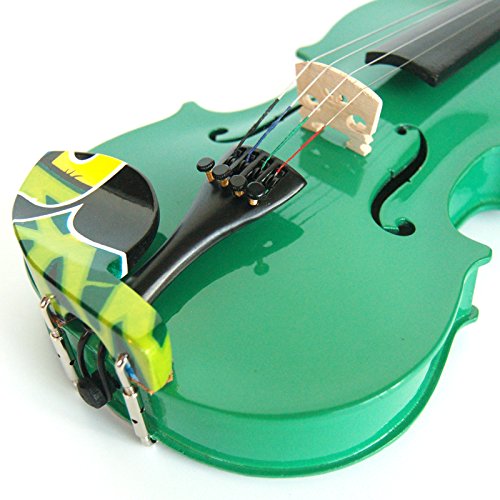 Kinglos Full Size 4/4 Green Colored Solid Wood Violin Kit Student Fiddle for Beginners Children Kids with Case, Shoulder Rest, Bow, Rosin, Bridge and Strings