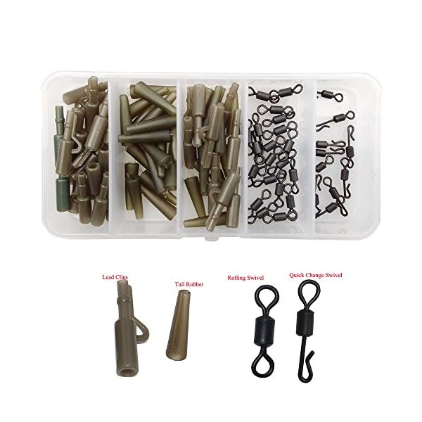 Shaddock-Fishing-90PCSBOX-Carp-Fishing-Set-Tail-Rubber-Lead-Clip-Rolling-Swivels-Quick-Change-Swivels-for-Carp-Fishing-Terminal-Tackle-Fishing-Accessories