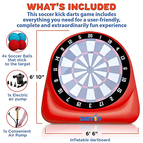 Zastic! Giant Over 6ft Tall Inflatable Kick Darts Game Jumbo Outdoor