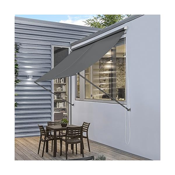 [pro.tec]® Toldo montando en la pared – Gris – 350 x 120 cm – Terraza Balcón Toldo extensible – Persiana de la ventana Exterior