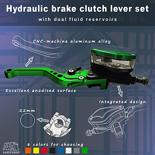 Aluminum 7/8" 22mm Motorcycle Dual Pump Hydraulic Handles Brake Clutch Levers Cylinder Master Reservoir Set For Ducati For Suzuki For Street Bike (Gold) - Thumbnail 6