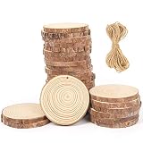 VGOODALL Holzscheiben, 36 STK. Holzscheiben zum Basteln 7-8 cm mit Loch Unvollen