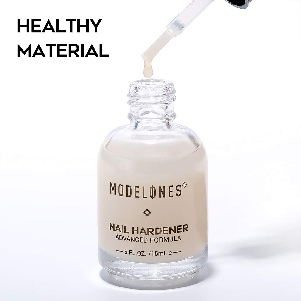 Modelones Nail Strengthener Nail Treatment for Chipping, Peeling, Brittle Fingernails, Strengthens, Conditions, Nail Hardener Use as a Top Coat or Base Coat, 0.5 fluid oz : Beauty