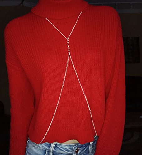 Body Chains for Teens & Women - Trendy Fashion Belly Jewelry Necklace Dresses Up Any Outfit (Silver) - Thumbnail 2