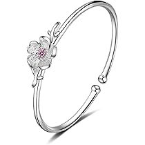 ☆TATIANA☆ Silver 925 Crystal Flower Bracelet BR1798 Amazon.com: Chereda Fashion Flower Bracelet Femme Pink
