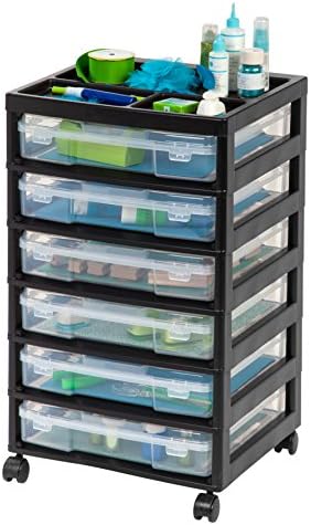 IRIS USA SBC-356E 6-Case Scrapbook Cart with Organizer High, Black