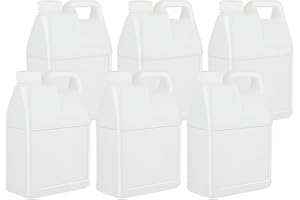 BPFY 6 Pack 64 oz Clear Plastic Jugs with Lids, Water Jug Storage Containers with Ergonomic Handle, HDPE Containers for Water, Sauces, Beverage, Soaps, Liquids (0.5 Gallon)