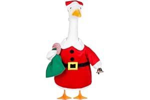 ENBOFID Christmas Santa Porch Goose Outfits Christmas Lawn Goose Clothes Fits 23" Cement Plastic Goose Statue for Xmas Outdoor Garden Yard Patio Art Decoration