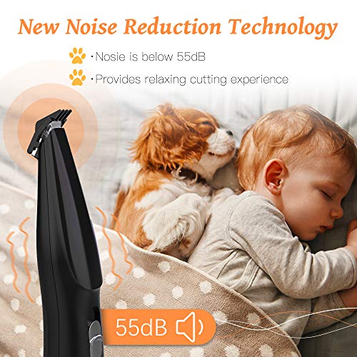 Dog Grooming Clipper, Cat Clipper Pet Hair Trimmer, Rechargeable Wireless Design Low Noise Electric for Hair Around Face, Eyes, Ears, Paw, Rump - Thumbnail 2