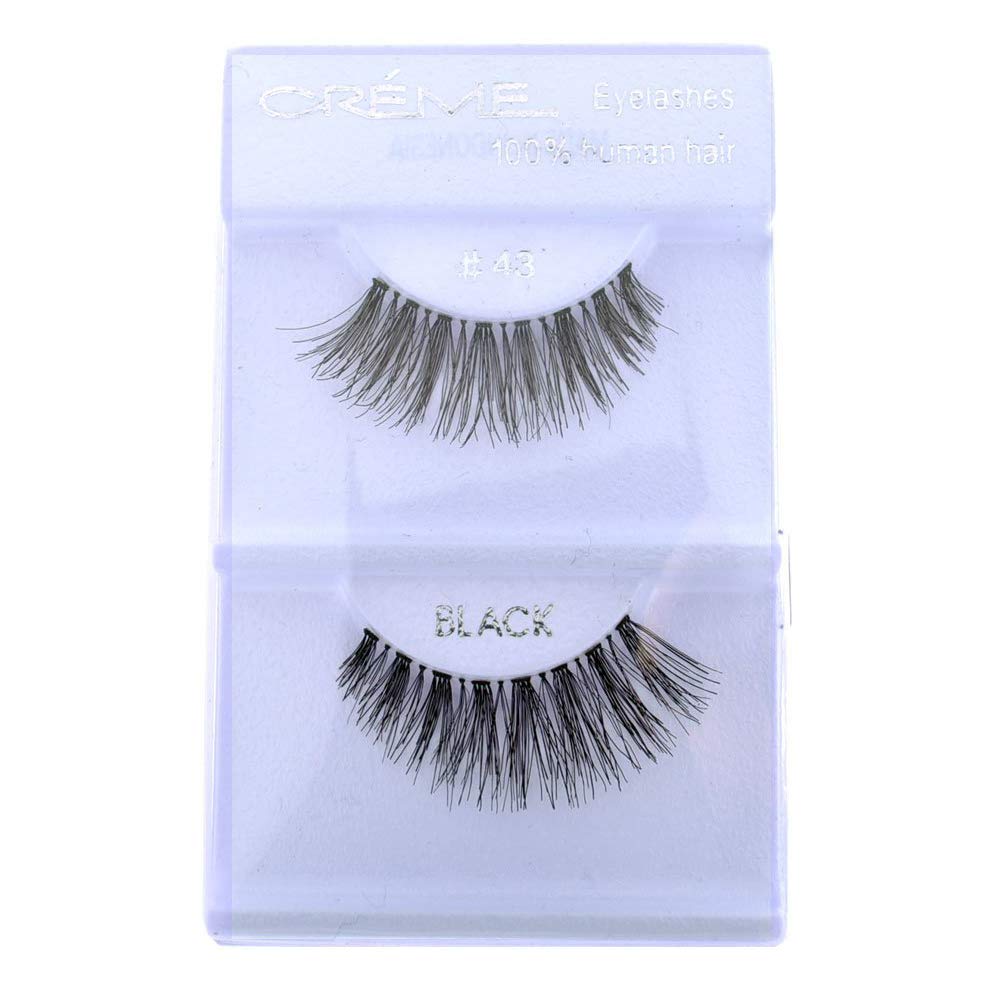 12 Pairs Cr&egrave;me 100% Human Hair Natural False Eyelash Extensions #43