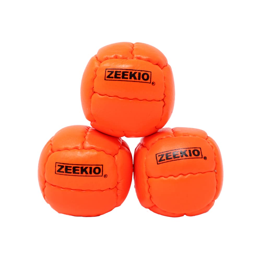 Zeekio - Galaxy Juggling Ball - Professional Grade - Suitable for All Levels & Ages - Premium 12 Panel Genuine Leather Ball Durable - 130 Grams 67mm - Set of 3 - Orange
