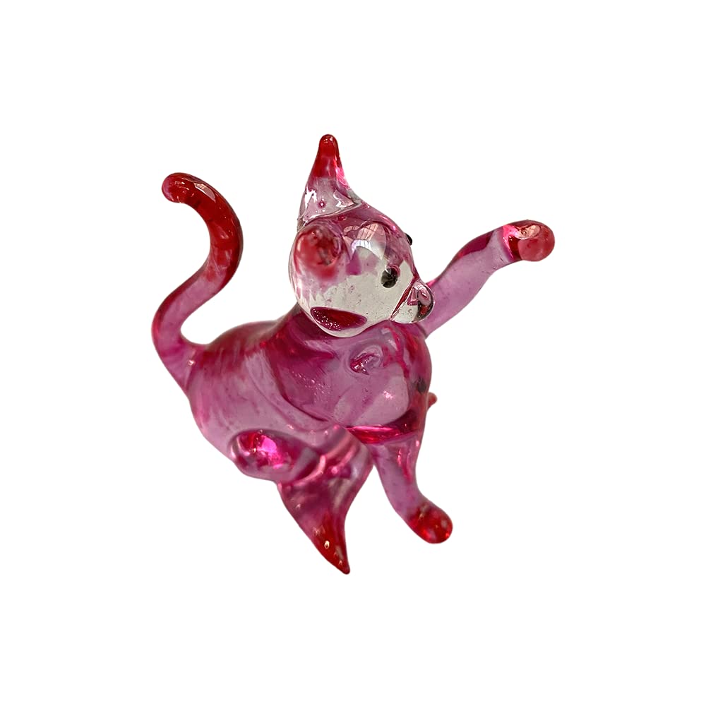VIE Hand Blown Glass Sculpture, Cat Playing