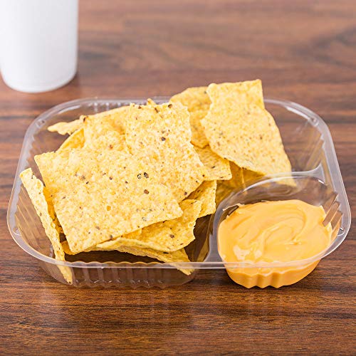 200 Plastic Nacho Trays Disposable | Large 6.5 X 5 - 20 oz Nacho Containers | Bulk Carnival Food Chips Container | 2 Compartment Concession Stand Trays | Clear Snack Bowls Plates Holder Party Supplies