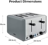 Tower Sera 4 Slice Toaster 1800W Grey with 6 Browning Levels Defrost Reheat view 6