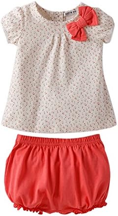 Comemall Kids Baby Girls Tops Polka Dot Lace Shirts T-shirt Shorts Pants Outfits Sets (12-18months, Watermelon Red)