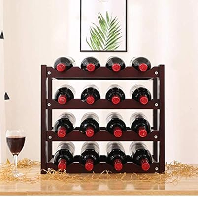 4 Tier Stackable Wine Rack Foldable Wooden Countertop Cabinet
