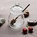 Itikky Honey Jar Pot High Borosilicate Glass and dipper wooden silicone Beehive Style 9.5 fl oz