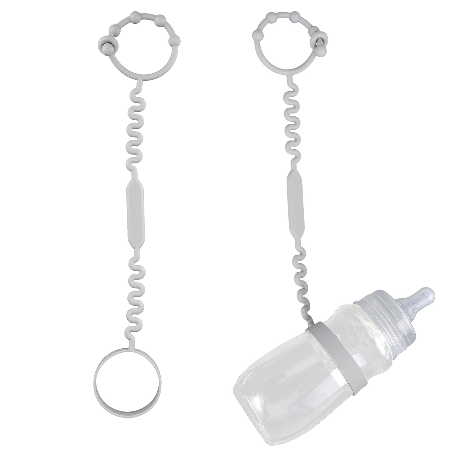 2pcs Baby Bottle Strap, Silicone Sippy Cups Strap Elastic Bottle Bungee Kids Toy Safety Straps Silicone Toy Clips Sippy Cup Strap for High Chair, Stroller, Home, Outdoor