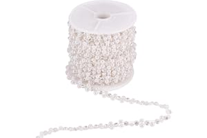 PandaHall Elite 10 Rards/Roll ABS Plastic Imitation Pearl and Rhinestone Chain Pearl Bead String for Wedding Party Decoration