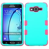 Asmyna Cell Phone Case for Samsung On5 - Teal Green/Electric Pink