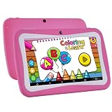 Kids Tablet Android 7.1, 7 Inch, HD Display, Quad Core, Children Tablet, 1GB RAM + 8GB ROM, with WiFi, Dual Camera, Bluetooth, Educational,Touch Screen Kid Mode,Parental Control (M red)