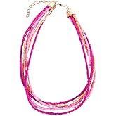 DATOA Colorful Multi Layered Beaded Necklace Bohemian Handmade Seed Beads Choker Hawaiian Holiday Summer Beach Jewelry for Women