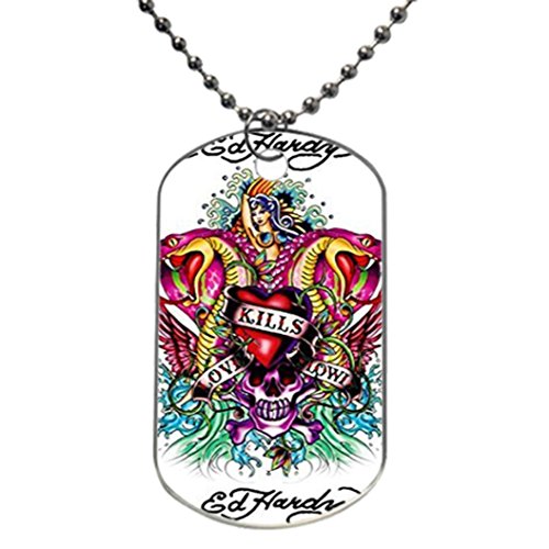 Ed Hardy design personlized style dog tag, Dog Tag Size 1.3X2.2X0.1 inches in Diameter