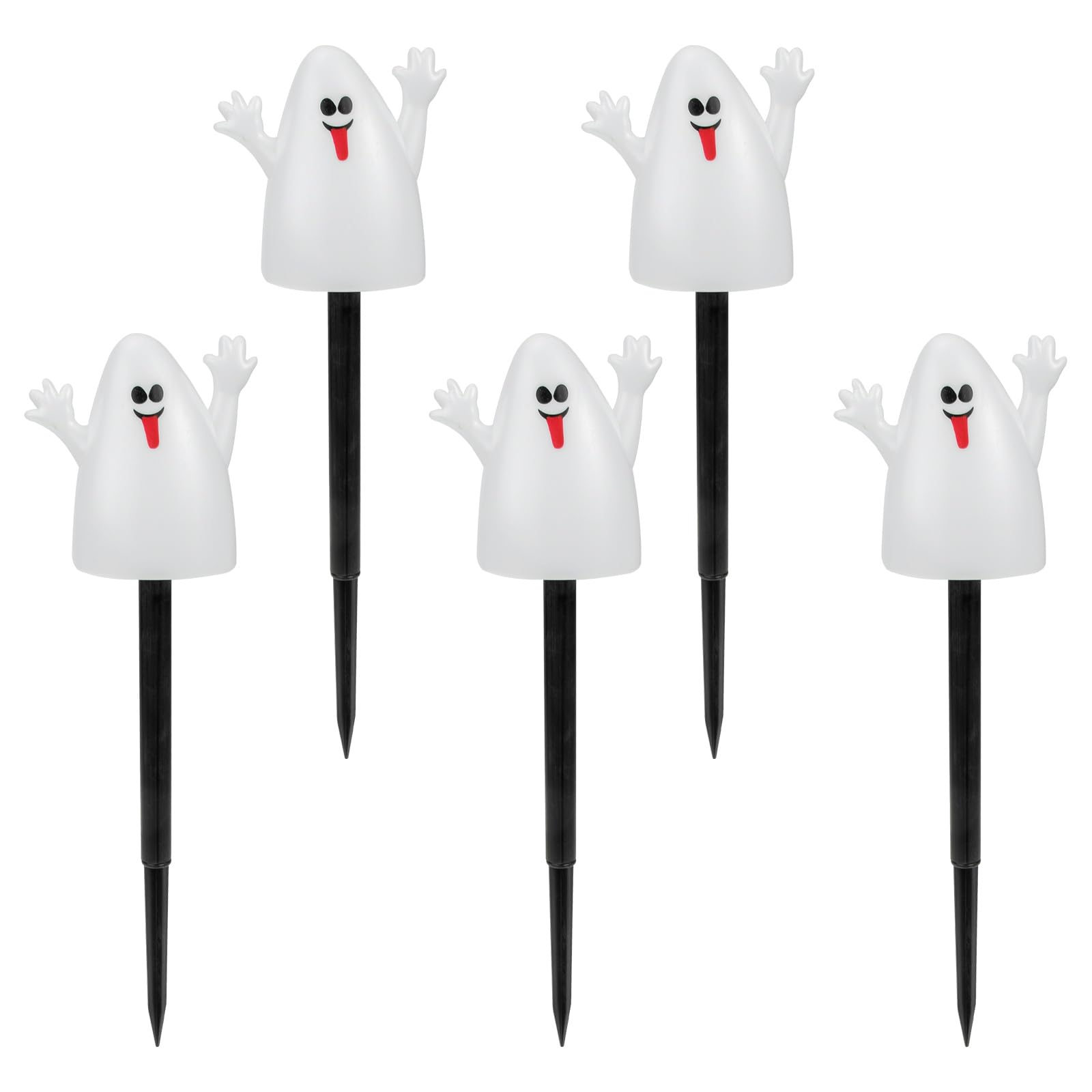 BESPORTBLE Ghost Halloween Stakes: 5PCS White Ghost Lawn Decor, Halloween Outdoor Lights Lampshade for Patio, Backyard, Garden, Lawn, Party Decoration