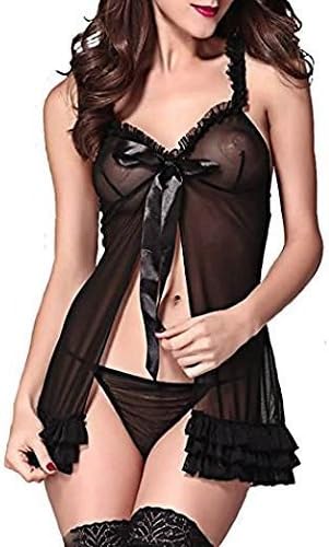 Women's Net Babydolls with G-String(BKLACK BABYDOLL_PT_Black_Free Size)