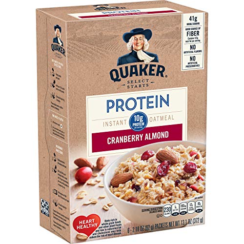 Quaker Instant Oatmeal, Select Starts, Protein, Cranberry Almond