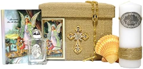 All in One Baptism Christening Guardian Angel Gift Set 7 Piece Keepsake SPANISH in GOLD Offerings in a Box
