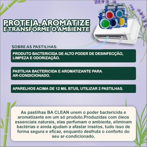 Pastilha Bactericida Aromatizante para Ar Condicionado split - FLORES DO CAMPO – (25g) Higienizadora Ação Neutralizadora de odores Aroma Contínuo Ambiente perfumado ELIMINA MAU CHEIRO