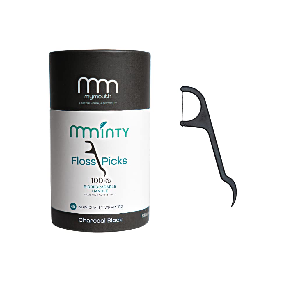 MyMouth Natural Dental Floss Picks | 45 x Eco Friendly Tooth Sticks | Mint Flavoured | Approved by Dentists