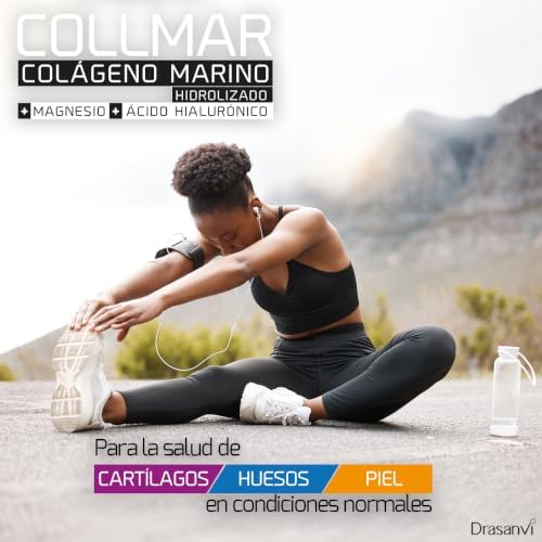 COLLMAR Colagénio Marinho Hidrolisado com Ácido Hialurónico, Magnésio, Vitamina C | para cartilagem, ossos e pele | Sem adoçantes |Dose elevada 9.717 mg/dia | 300g de pó | Sabor Baunilha