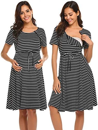 Womens Delivery/Labor/Maternity/Nursing Nightgown Pregnancy Gown for Hospital Breastfeeding Dress S-XXL