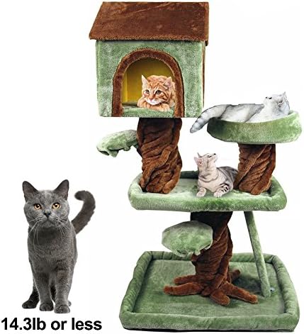 AUOON Cat Tree Condo with Scratching Post and Platform, Playhouse, Playground for Cats Kittens Scratching Climbing Sleeping