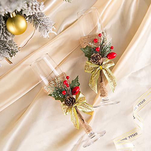 Yesido Christmas Decor Champagne Flute-Creative Christmas Gifts,Couples Gifts,Unique Gifts for Mom,Wedding Gifts