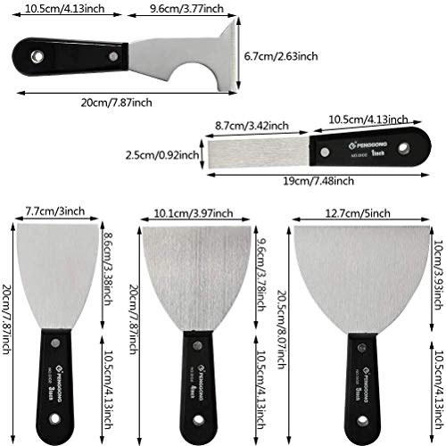 OFNMY- Paint Scraper, 5 in 1Scraper Tool, Putty Knife Set, Drywall Knife, Spackle Knife, Wallpaper Scraper, Painting Tools, Home Repair Tool, Crown Molding Tool, Paint Remover for Wood