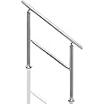 Transitional Handrail Stainless Steel Fits Level Surface and 1to 5 Steps Stair Railing with Installation Accessories Porch Hand Rails for Outdoor Indoor (Style 3)