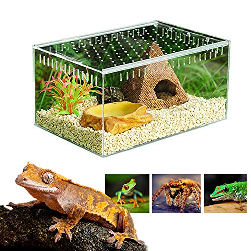 Biback Clear Reptile Breeding Box,Small Acrylic Terrarium Full View Visually with Sliding Design Feeding Box for Insect Reptiles Tarantulas Amphibians Lore Caterpillars Cricket Spider Snail Reptile - Thumbnail 6