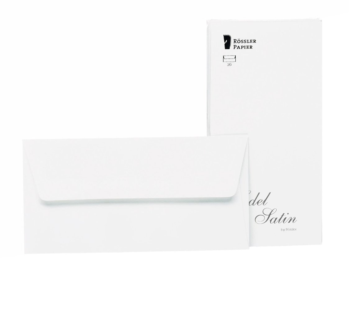 Rössler 2032838001 DL Deckle Edged Linen Embossed Lined Envelope - Ivory