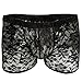 FEESHOW Men's Lace Flower Floral Print Pouch Underwear Boxer Briefs Shorts Black One size