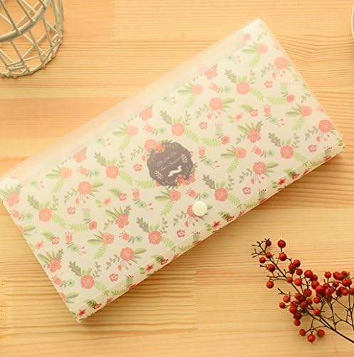 GUchina 13 Pockets Accordion Expanding File Folder Perfect For Coupons, Bills,ID Card,Business Receipt,Tax Item etc (Red Green Rose)