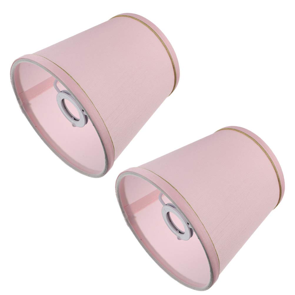 minkissy 2pcs Chandelier Lamp Shades Pink Cloth Table Lamp Shade Clip- On Drum Small Lamp Shades Cloth Candelabra Bulb Shades Lamp Cover For Table Chandelier Wall Lamp
