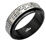 Serenity Prayer Spinner Ring, Stainless Steel Black IP, Spinner Chain, Christian Prayer Ring
