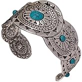 Zian Western Bracelets for Women Bohemian Colorful Vintage Turquoise Cuff Bracelet Adjustable Flower Western Cowboy Cowgirl Bangle Country Concert Outfits Jewelry